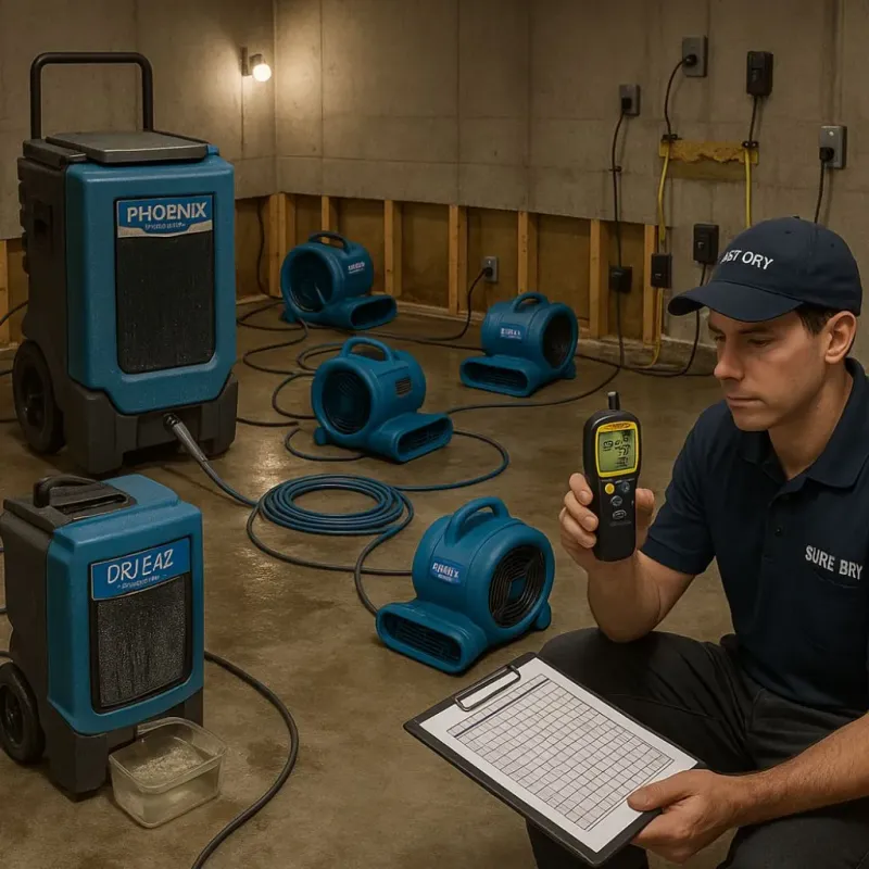 Structural Drying and Dehumidification process in Jackson Center, OH
